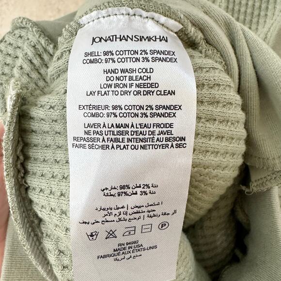 Jonathan Simkhai Matching Set Waffle Knit Loungewear Athleisure Green XS NWT - Picture 16 of 16